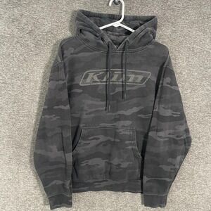 Klim Corp Hoodie Men Medium Gray Camo Pullover Fleece Logo Motorcycle Sweatshirt